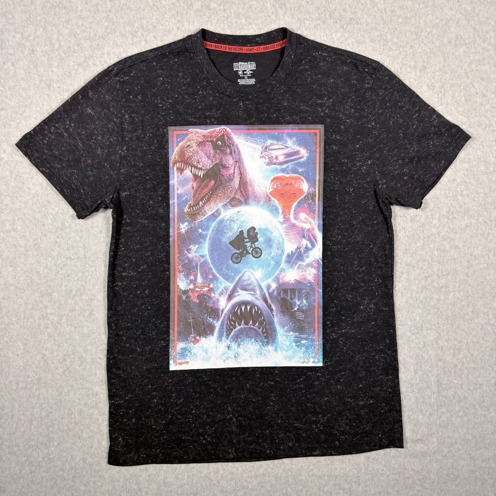Universal Studios Extraordinary Movie Mashup T-Shirt Jaws Jurassic Park Mens M